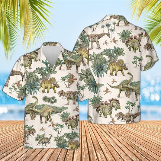 Dinosaur Hawaiian Shirt, Summer Dinosaur Shirt, Dinosaur Tropical Shirt, Dinosaur Lover Shirt