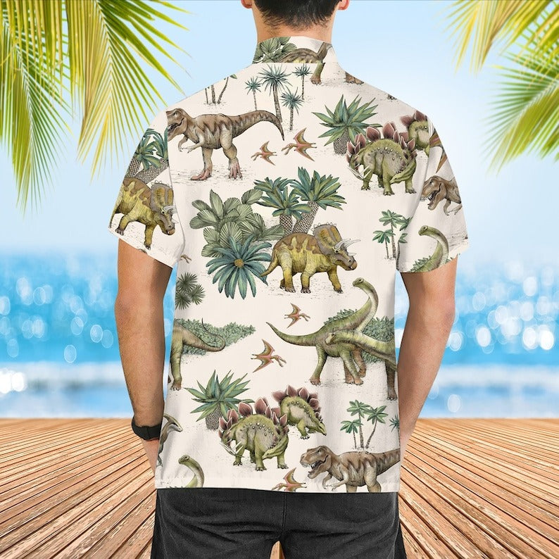 Dinosaur Hawaiian Shirt, Summer Dinosaur Shirt, Dinosaur Tropical Shirt, Dinosaur Lover Shirt